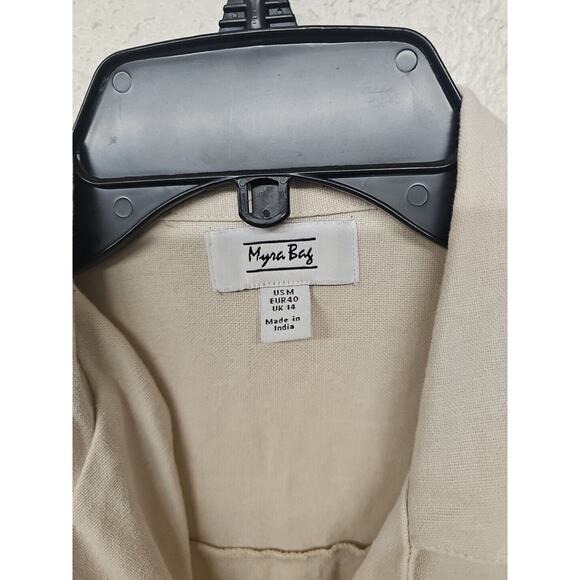 Myra Fantasy Jumpsuit Womens Sz Med Neutral Cropped Lagenlook Button Front - Picture 2 of 9